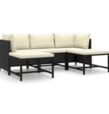 VidaXL 5-delige Loungeset met kussens poly rattan zwart
