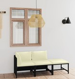 VidaXL 3-delige Loungeset met kussens poly rattan zwart