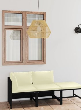 VidaXL 3-delige Loungeset met kussens poly rattan zwart