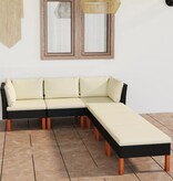 VidaXL 6-delige Loungeset met kussens poly rattan zwart