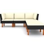 VidaXL 6-delige Loungeset met kussens poly rattan zwart