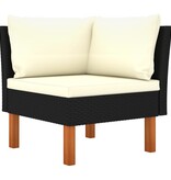 VidaXL 6-delige Loungeset met kussens poly rattan zwart