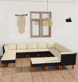 VidaXL 12-delige Loungeset met kussens poly rattan zwart