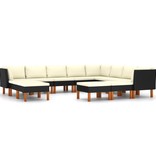 VidaXL 12-delige Loungeset met kussens poly rattan zwart