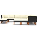 VidaXL 12-delige Loungeset met kussens poly rattan zwart