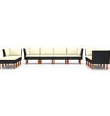 VidaXL 10-delige Loungeset met kussens poly rattan zwart