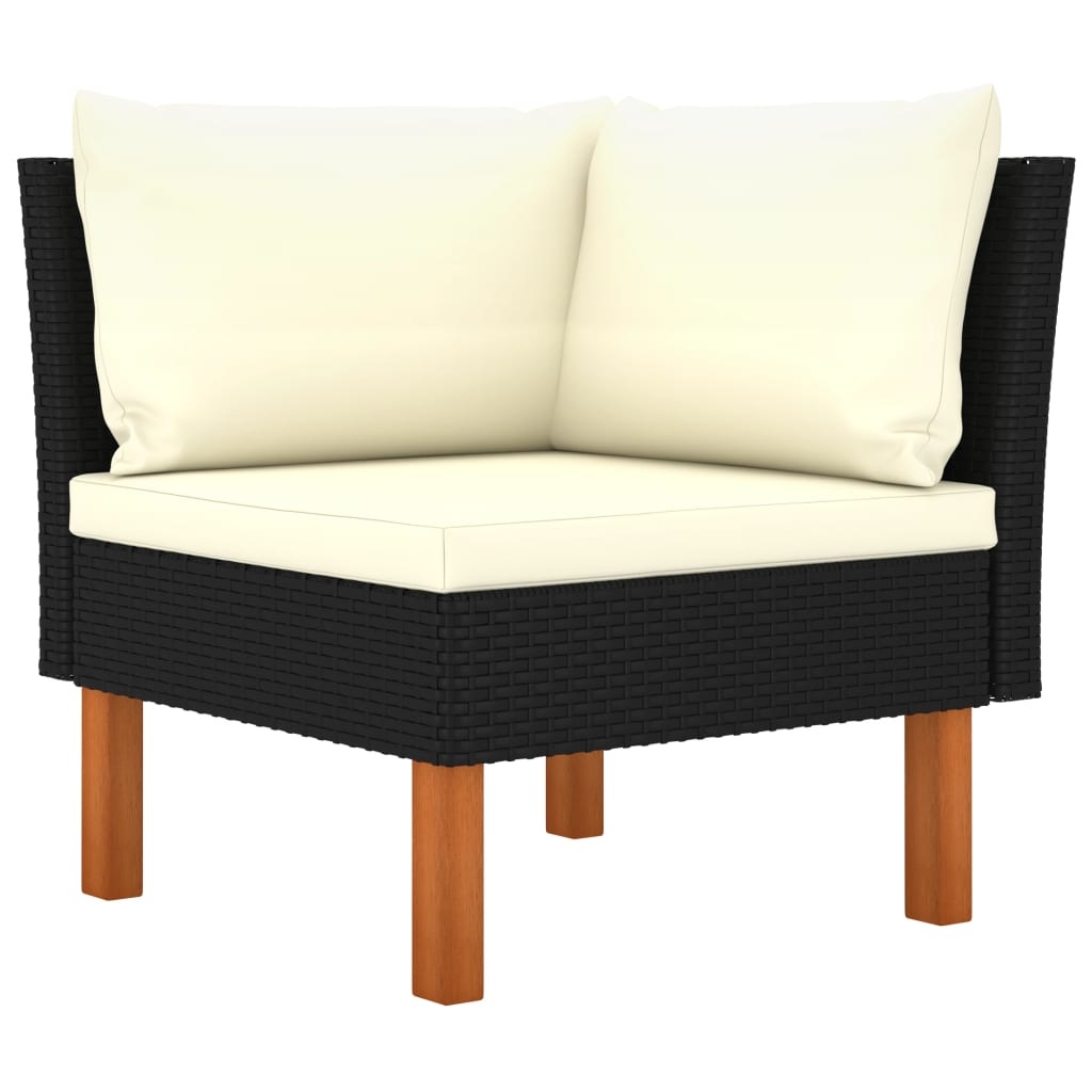 VidaXL 10-delige Loungeset met kussens poly rattan zwart