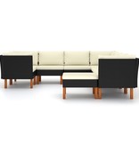 VidaXL 9-delige Loungeset met kussens poly rattan zwart