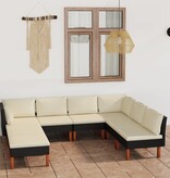 vidaXL 8-delige Loungeset met kussens poly rattan zwart