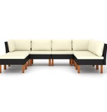 vidaXL 8-delige Loungeset met kussens poly rattan zwart