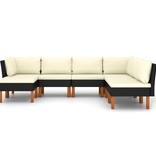 VidaXL 7-delige Loungeset met kussens poly rattan zwart