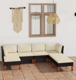 VidaXL 7-delige Loungeset met kussens poly rattan zwart