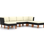 VidaXL 7-delige Loungeset met kussens poly rattan zwart