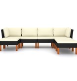 VidaXL 7-delige Loungeset met kussens poly rattan zwart