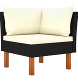 VidaXL 7-delige Loungeset met kussens poly rattan zwart