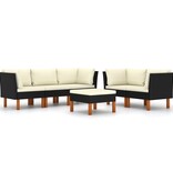 VidaXL 6-delige Loungeset met kussens poly rattan zwart
