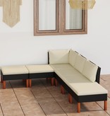 VidaXL 6-delige Loungeset met kussens poly rattan zwart