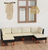 VidaXL 6-delige Loungeset met kussens poly rattan zwart