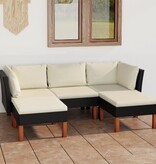 VidaXL 5-delige Loungeset met kussens poly rattan zwart