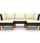 VidaXL 5-delige Loungeset met kussens poly rattan zwart