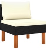VidaXL Tuinbank 4-zits met kussens poly rattan zwart