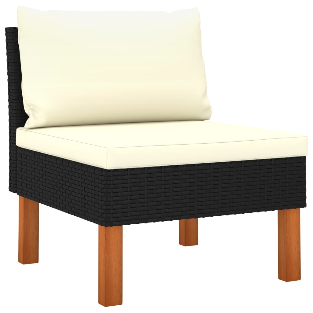 VidaXL Tuinbank 4-zits met kussens poly rattan zwart