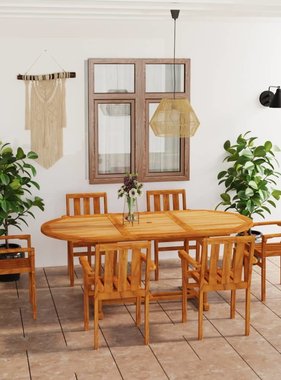 VidaXL 7-delige Tuinset massief teakhout