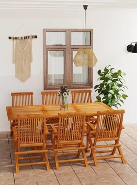 VidaXL 7-delige Tuinset massief teakhout