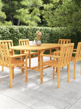 VidaXL 7-delige Tuinset massief teakhout