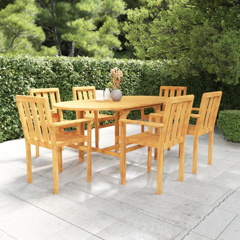 VidaXL 7-delige Tuinset massief teakhout