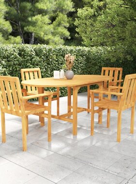 VidaXL 5-delige Tuinset massief teakhout