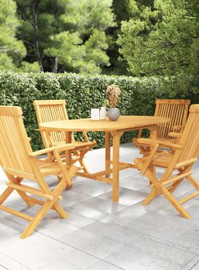 VidaXL 5-delige Tuinset massief teakhout