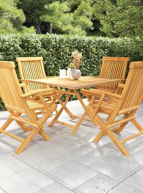 VidaXL 5-delige Tuinset massief teakhout