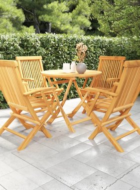 VidaXL 5-delige Tuinset massief teakhout