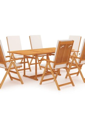 VidaXL 7-delige Tuinset met kussens massief teakhout