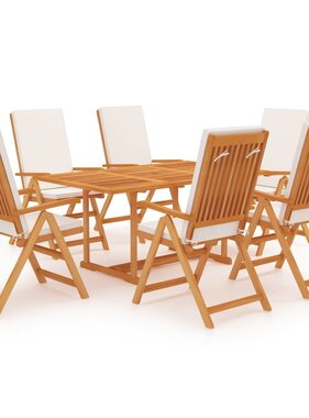 VidaXL 7-delige Tuinset met kussens massief teakhout