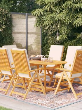 VidaXL 7-delige Tuinset met kussens massief teakhout