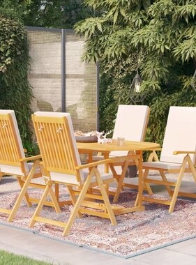 VidaXL 5-delige Tuinset met kussens massief teakhout