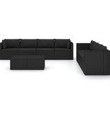 vidaXL 9-delige Loungeset met kussens poly rattan zwart