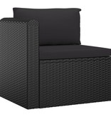 vidaXL 9-delige Loungeset met kussens poly rattan zwart