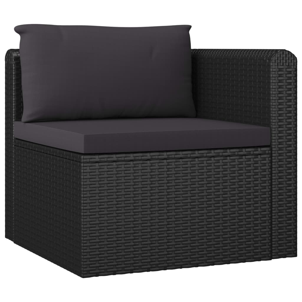 VidaXL 9-delige Loungeset met kussens poly rattan zwart