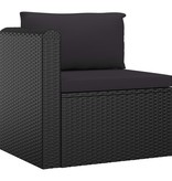 VidaXL 7-delige Loungeset met kussens poly rattan zwart