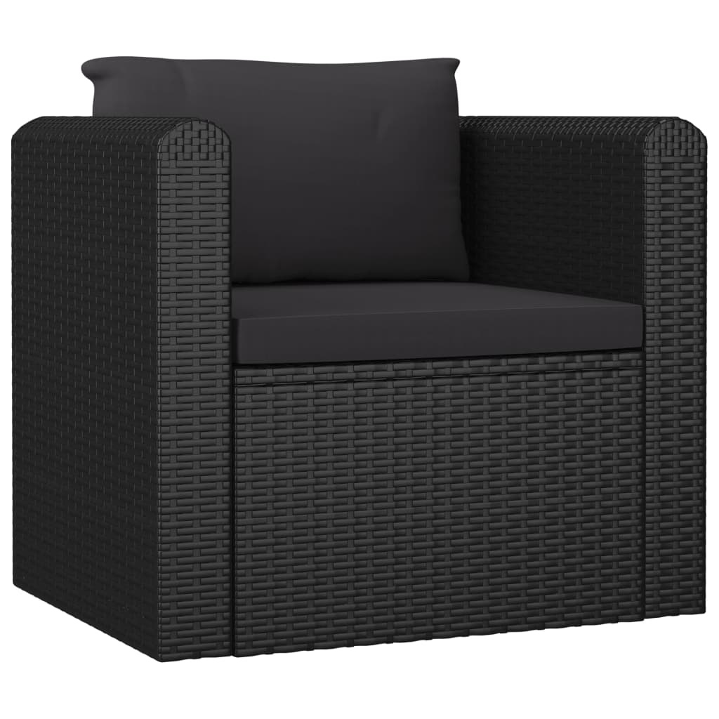 VidaXL 7-delige Loungeset met kussens poly rattan zwart