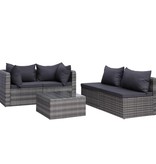 vidaXL 9-delige Loungeset met kussens poly rattan grijs