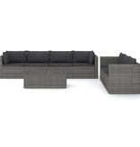 vidaXL 8-delige Loungeset met kussens poly rattan grijs