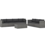 vidaXL 8-delige Loungeset met kussens poly rattan grijs