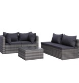 VidaXL 8-delige Loungeset met kussens poly rattan grijs