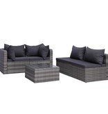 vidaXL 8-delige Loungeset met kussens poly rattan grijs