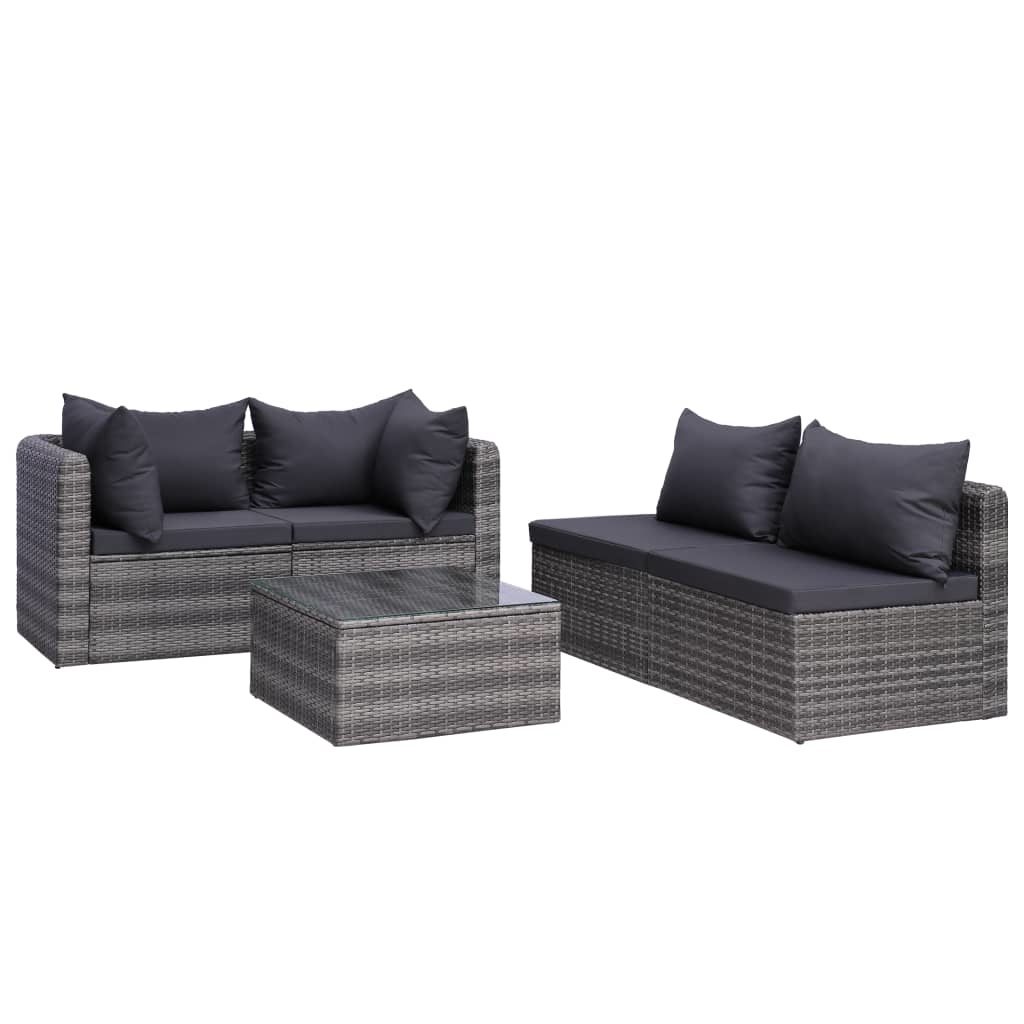 VidaXL 8-delige Loungeset met kussens poly rattan grijs