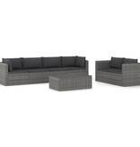 vidaXL 7-delige Loungeset met kussens poly rattan grijs